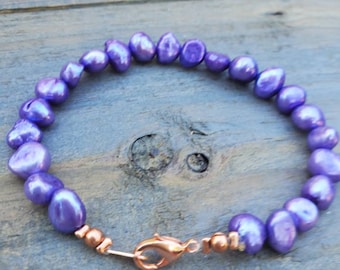 Purple Pearl Bracelet, Purple Pearl, Freshwater Pearl, Bracelet, Pearl Bracelet, Baroque Pearl Bracelet, Wedding Pearl, Birthday Gift, Gift