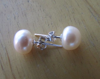 925 Stud Earrings,9mm Pearl Earrings,Sterling Silver Earrings,Pearl Earrings,Stud Earrings,Fresh Water Pearl,Gift,Wedding,Bridal Gift
