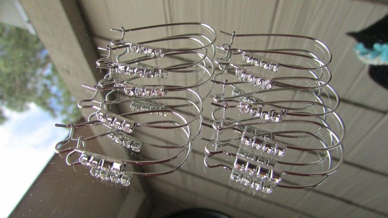 10 Pairs of Rhinestone Silver Kidney Ear Wires, Silver Kidney Ear Wires, Ear Wires image 5