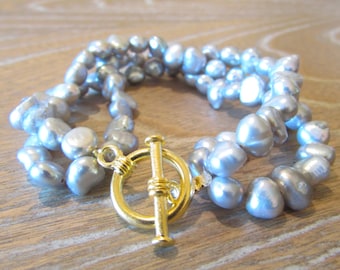 Grey Pearl Bracelet,Pearl Bracelet,Fresh Water Pearl,Grey Bracelet,Gift,