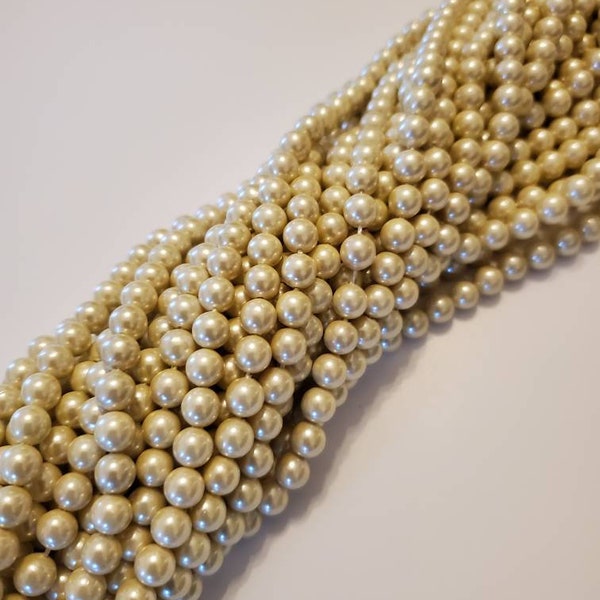 6mm Ivory Pearl, Pearl Strands, Ivory Pearl, South Sea Shell Pearl, Beads, Jewelry Beads