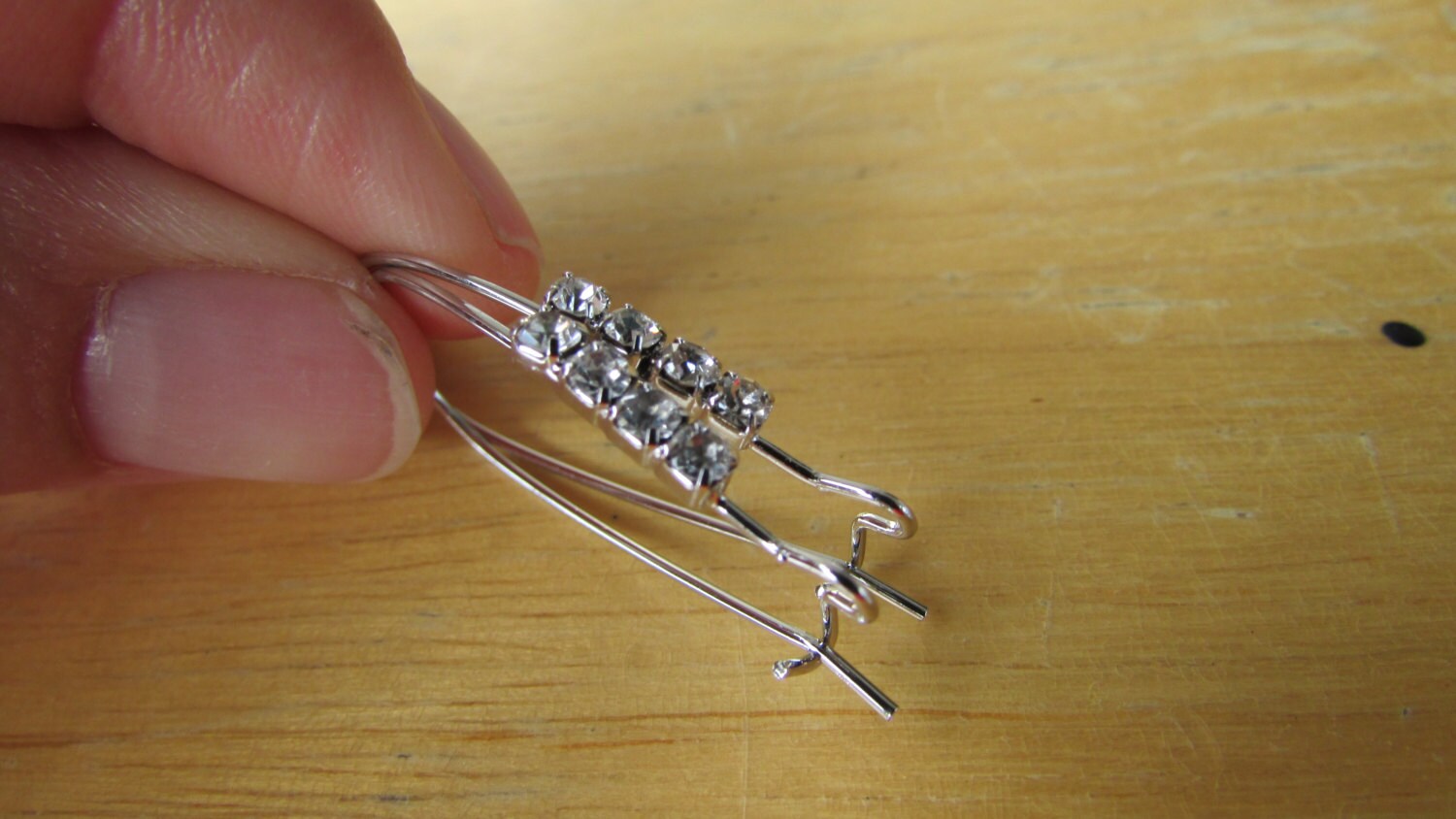 10 paires de fils doreille de rein argenté de strass fils ...