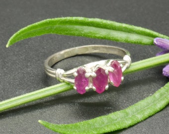 Vintage äkta rubin sterlingsilverring: stapelring med födelsesten i juli