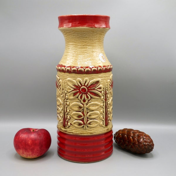 Ü-Keramik (ÜBELACKER) 558/30 West Germany Keramik Vase H30cm, Mid-Century Modern Studio Keramik, Retro Küche Wohndekor