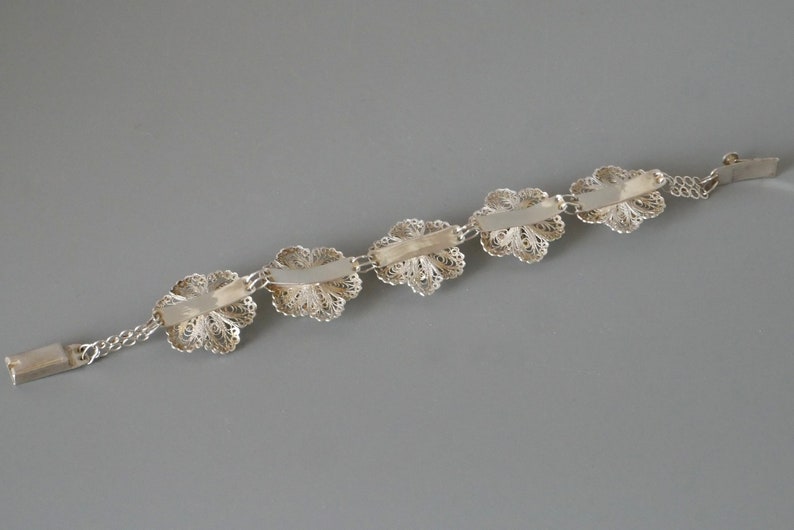 Vintage filigree silver bracelet Flower design hallmarked silver bracelet 1950/'s mid century Javanese Yogya silver jewelry