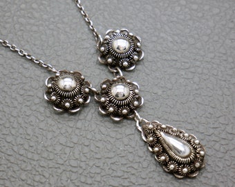 Vintage Dutch Button 835 Silver Bib Necklace, Dutch Heritage Mid Century Jewelry, KW5