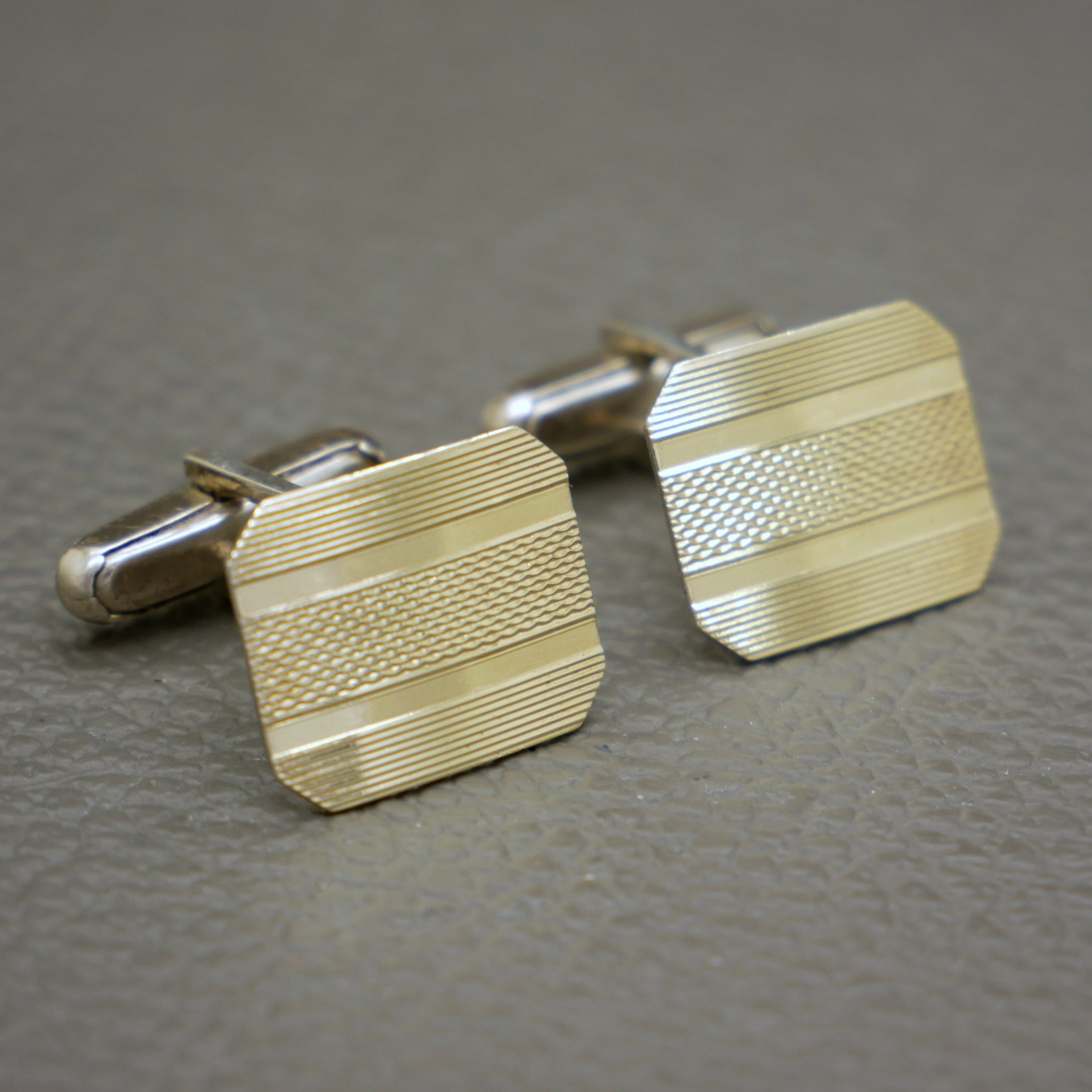 ヴィンテージ835シルバーメンズカフスボタン：ゴールドウォッシュ