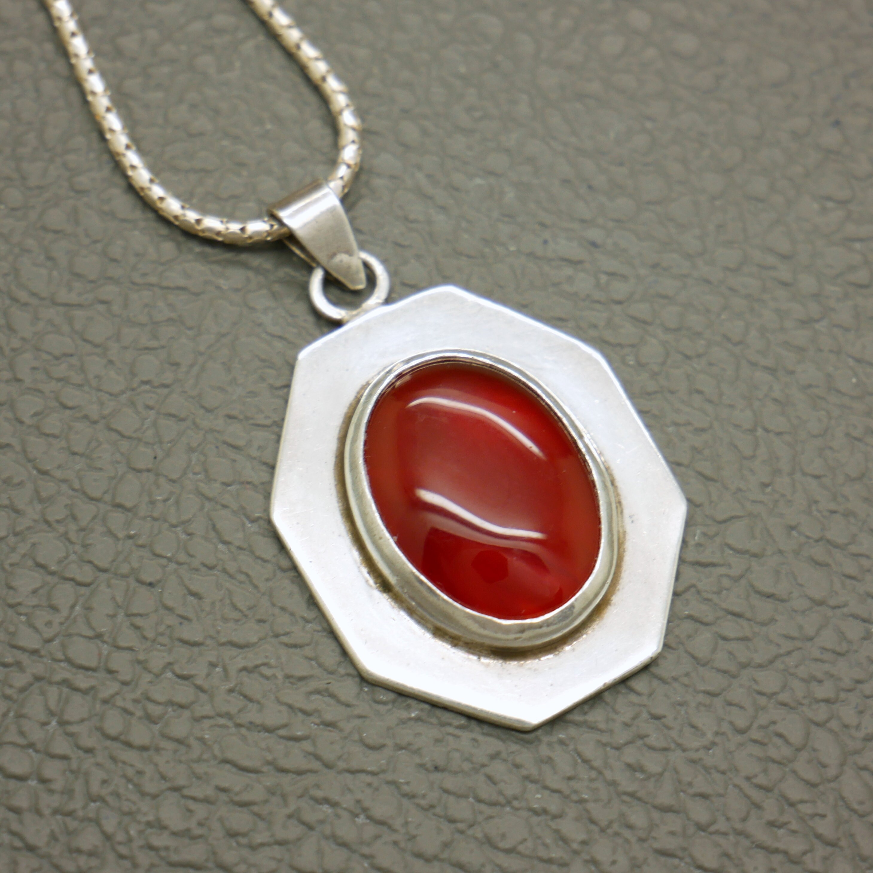Vintage Carnelian & Sterling Silver Pendant With Optional 20 Vintage Carnelian & Sterling Silver Pendant With Optional 20