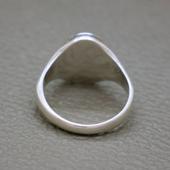 Vintage Solid Silver Signet Ring With EF Monogram, Size 8.75, Art