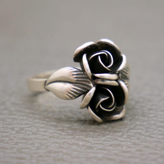 TEKA Theodor Klotz Sterling Silver Rose Flower Ring - Vintage