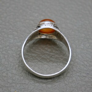 Vintage Sterling Silver & Karneol Ring Storlek 9.25 - Orange Ädelsten Hantverksmässigt Tillverkade Smycken - KW5 bild 8