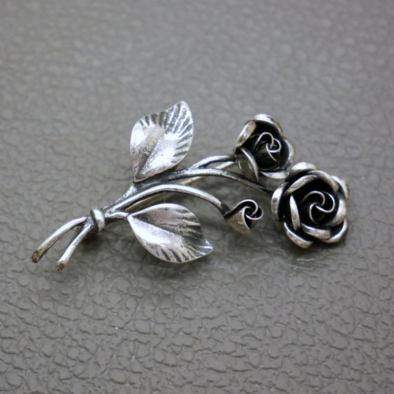 TEKA Theodor Klotz Sterling Silver Rose Flower Br… - image 2