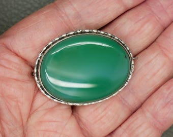 ヴィンテージ＊ブローチ　グリーンアゲート　シルバー　アンティーク ヴィンテージ＊ブローチ グリーンアゲート シルバー アンティーク