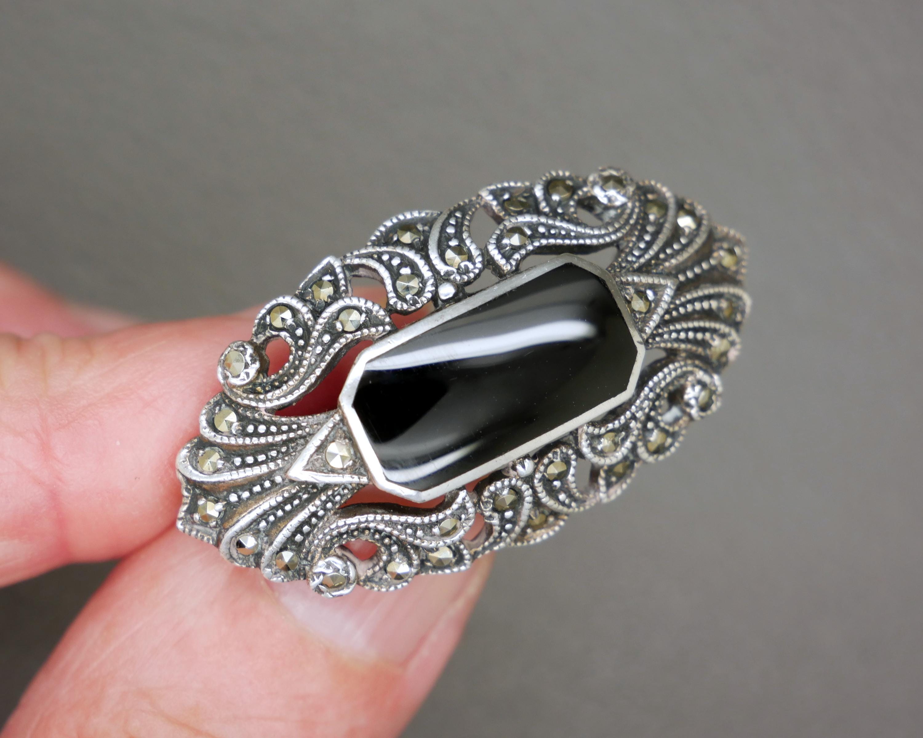 ヴィンテージ アールデコ スターリングシルバー ブローチ：マーカ