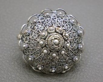 Broche Ancienne En Argent 835 WMF - Décor Floral Des Années 1920/30