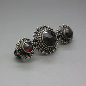 Antique Garnet Pin, 835 Silver & Red Garnet Bar Brooch Victorian Jewelry, January Birthstone, Dutch Heritage Hallmarked in Holland