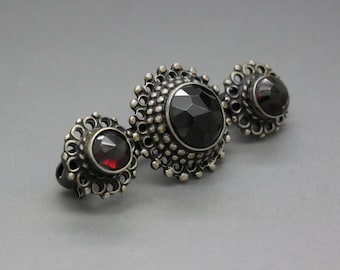Antique Garnet Brooch: 835 Silver Victorian Bar Pin, Dutch Heritage Jewelry, January Birthstone