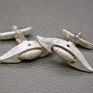 Vintage 835 Silver Men&#39;s Cufflinks - 1970s Modernist Design European Artisan Jewelry, signed H+H - KW7