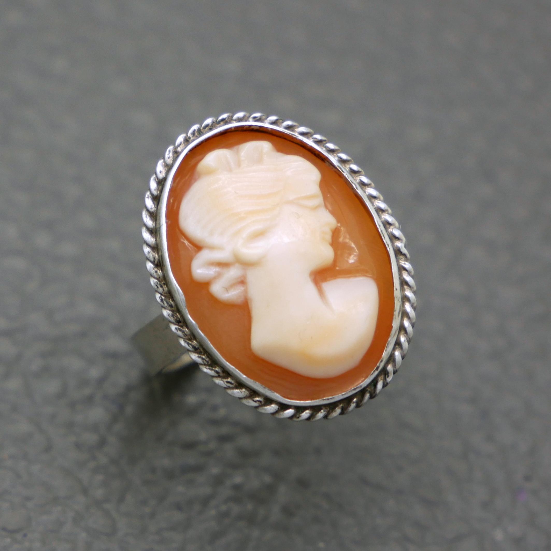 Bague Camée En Nacre Naturelle - Argent Massif 925 - Taille 59 - Création Maison Made In France