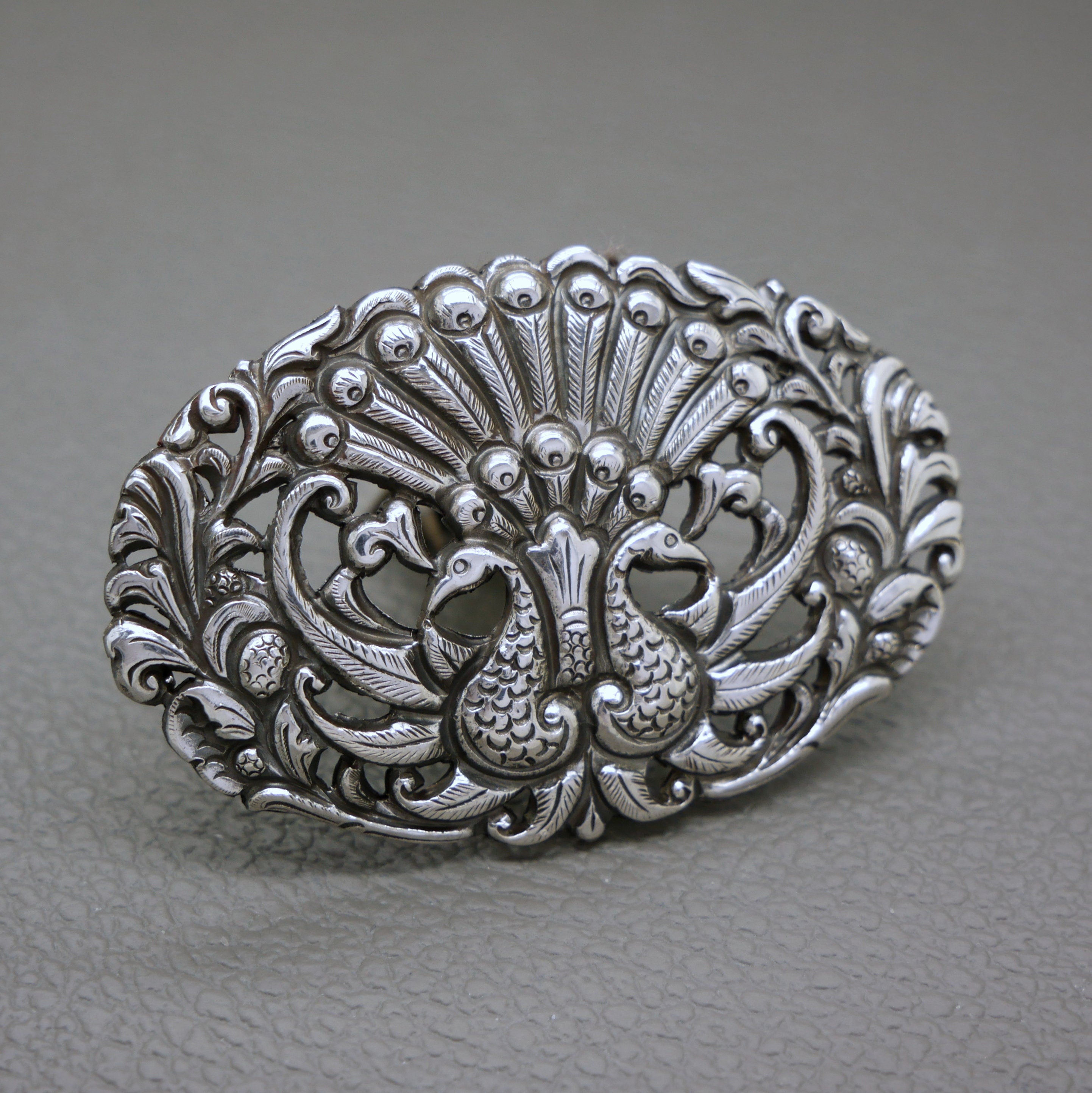 Antique Silver Dress Clip 800 Silver Yogya Pin, Corsage Clip Asian Art Deco  Yogyakarta Javanese Jewelry, Peacock Ornament, Large Oval Clip -  India
