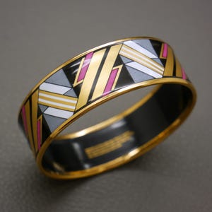 Michaela Frey Wide Enamel Bangle Bracelet, Made in Austria