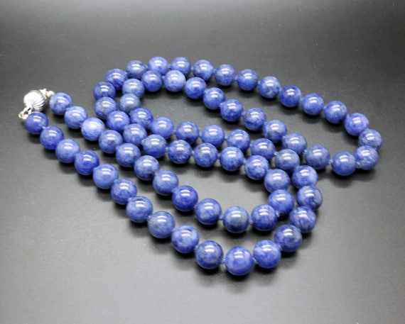 Sodalite Bead Necklace 32 Inch, 10mm Natural Blue… - image 2