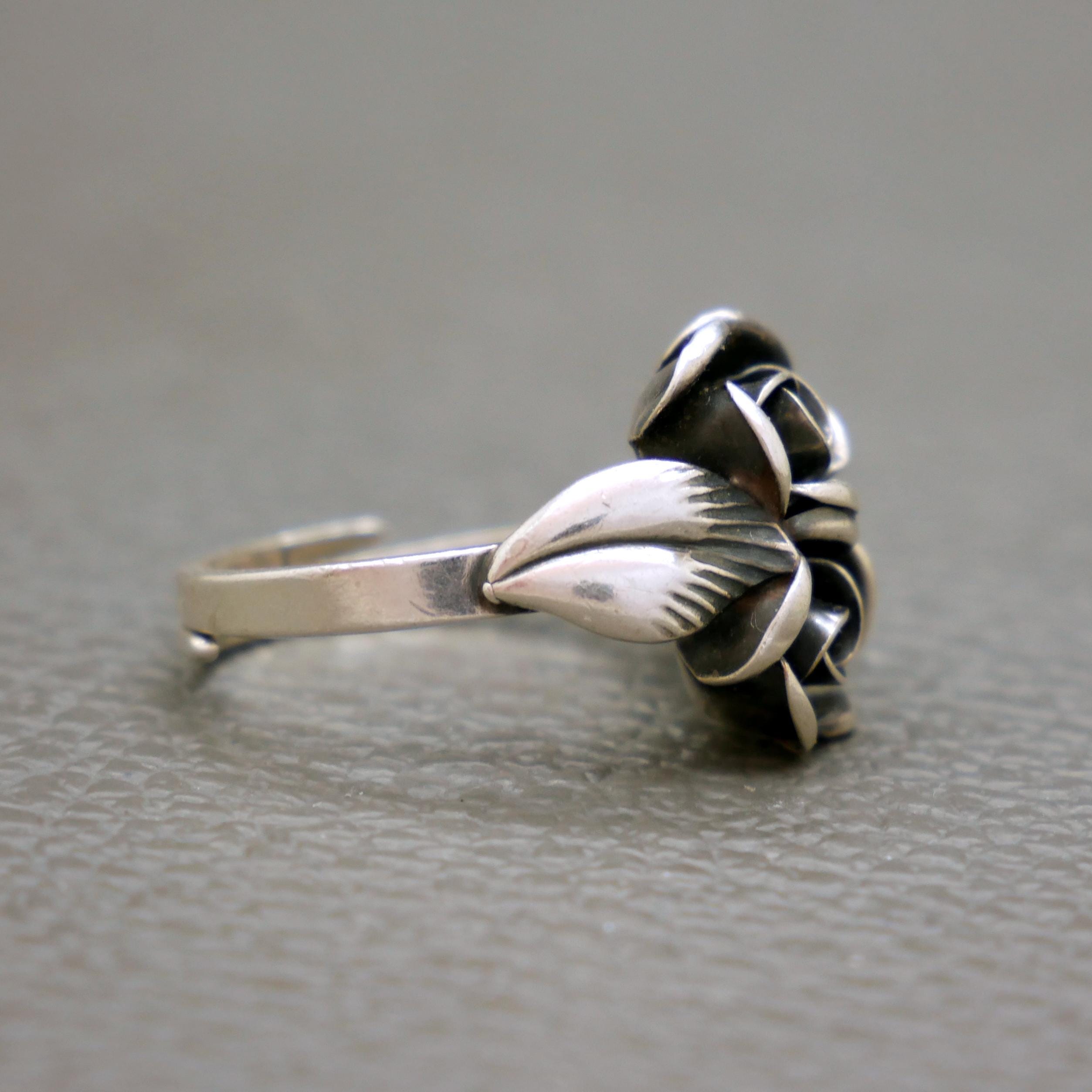 TEKA Theodor Klotz Sterling Silver Rose Flower Ring - Vintage