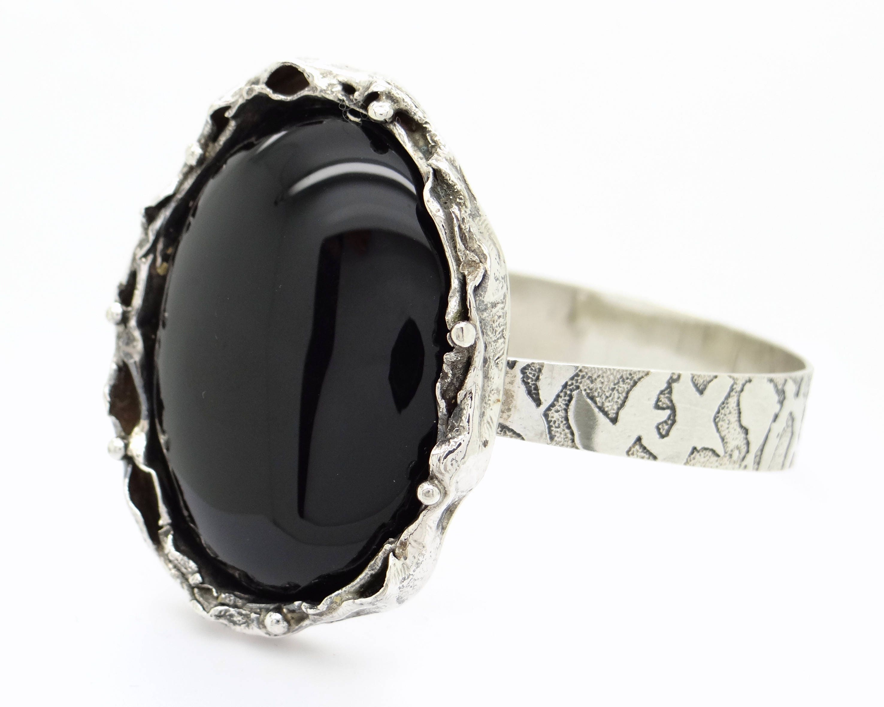 Vintage 835 Silver Black Onyx Bracelet, Nordic Modernist