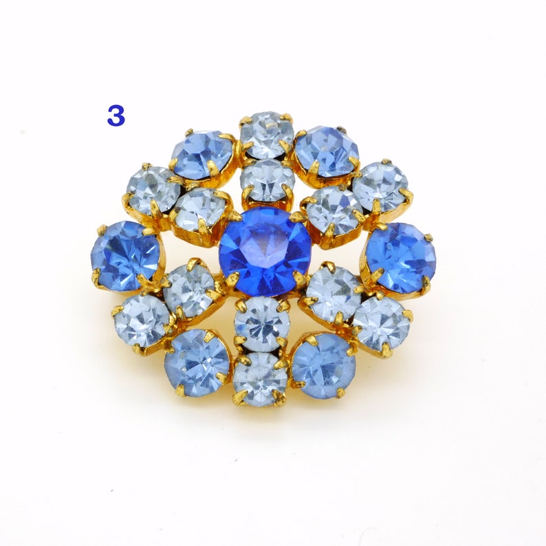 Sapphire Blue Strass Crystal Pin Blue Glass Rhinestone Brooch Vintage Wedding Something Blue 1950s 1960s Mid Century Costume Jewelry