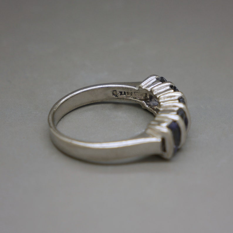 Tanzanite /& Sterling Silver Ring Size 8 February Birthstone Half Eternity Multistone Stackable Engagement Ring
