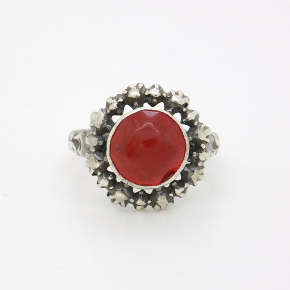 Antique Carnelian Ring Size 6.50, 800 Silver & Fa… - image 2