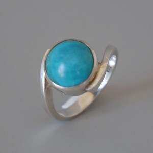 Vintage Turquoise Ring, Hallmarked Silver Ring, Swirl Design Blue Gemstone Ring, December Birthstone Jewelry