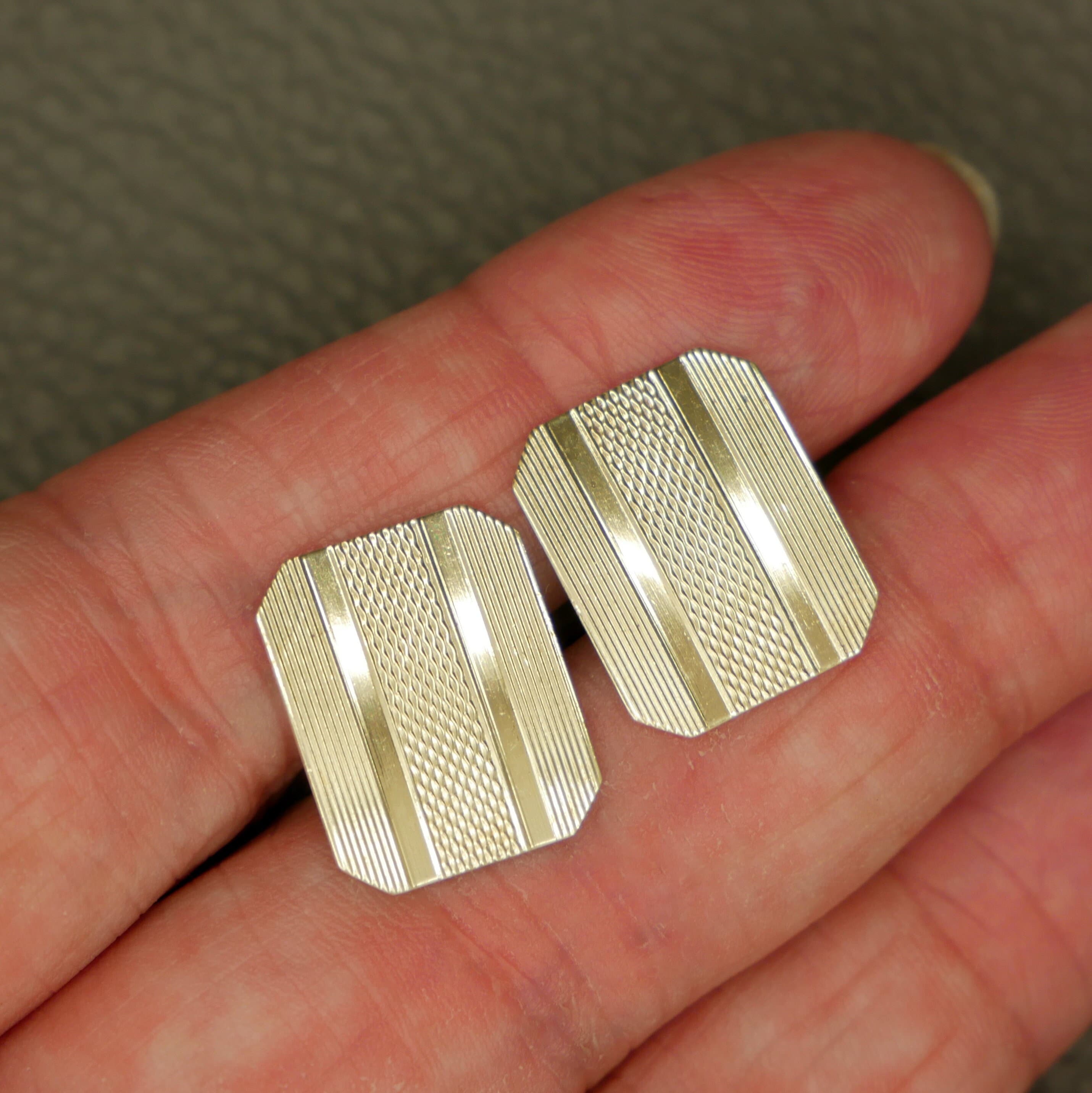 ヴィンテージ835シルバーメンズカフスボタン：ゴールドウォッシュ