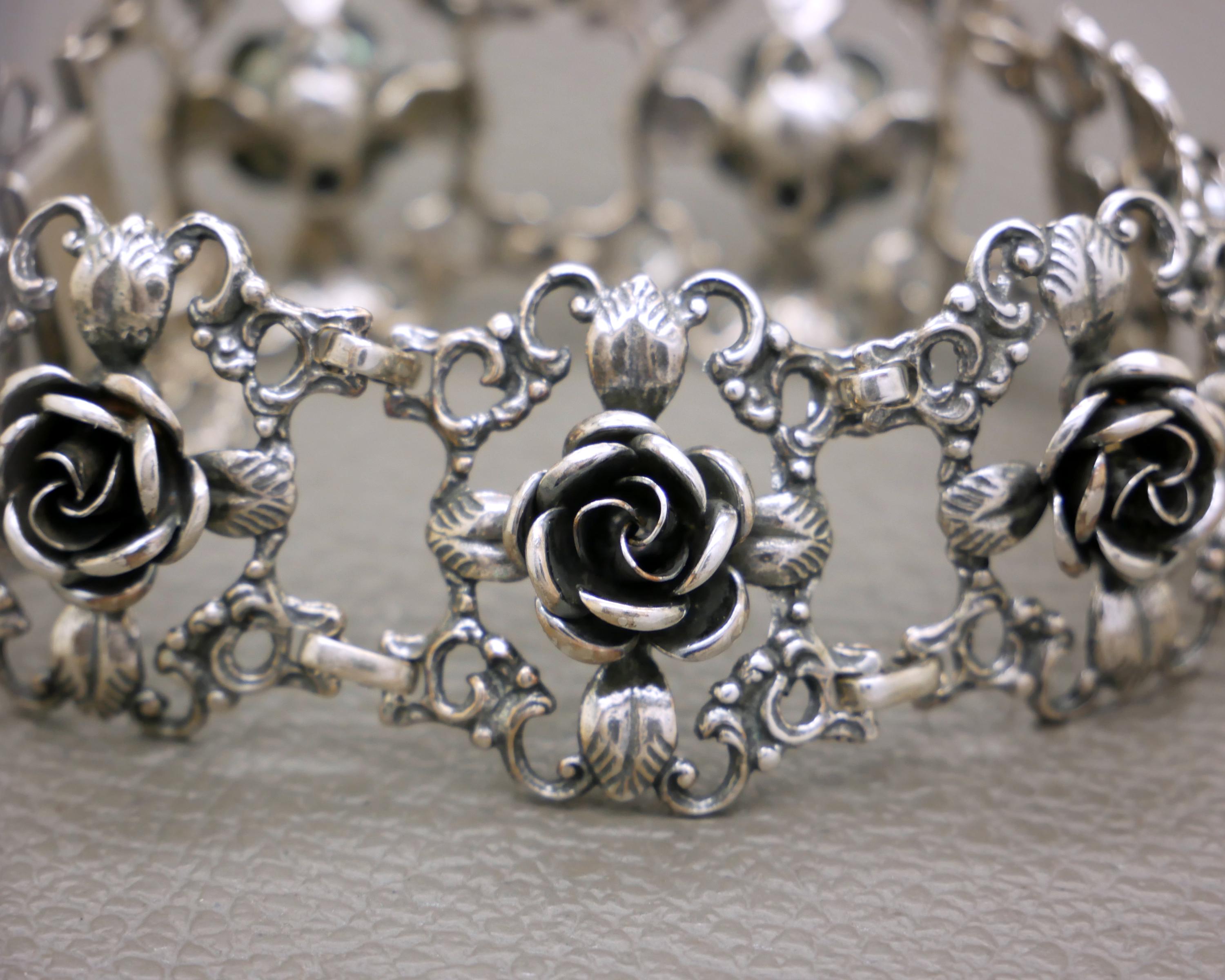 TEKA Theodor Klotz Sterling Silver Rose Bracelet: Biedermeier