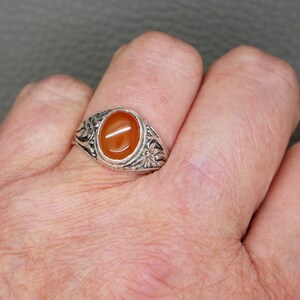 Vintage Sterling Silver & Karneol Ring Storlek 9.25 - Orange Ädelsten Hantverksmässigt Tillverkade Smycken - KW5 bild 6