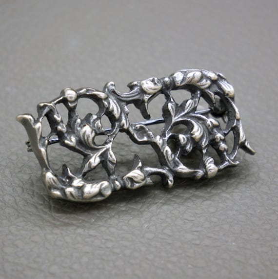 Vintage Solid 835 Silver Brooch: Medieval Brutali… - image 5