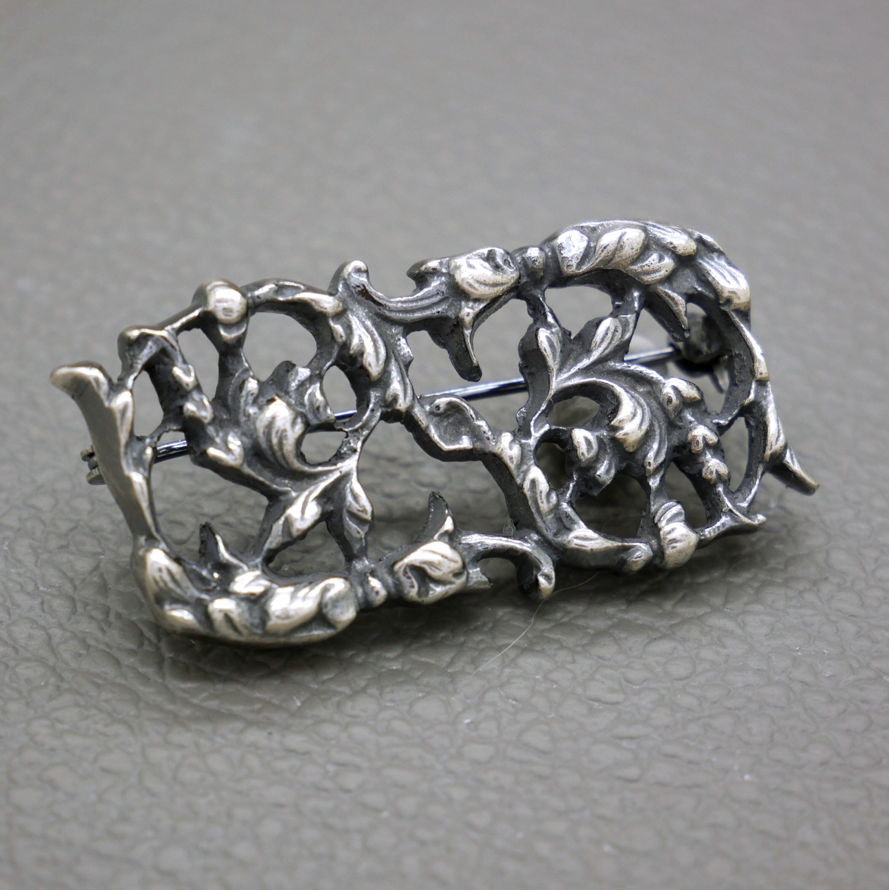 Broche Vintage En Argent Style Maillon De Gourmette - Occasion - Accessoire Rétro élégant