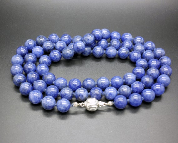 Sodalite Bead Necklace 32 Inch, 10mm Natural Blue… - image 1