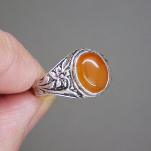 Vintage Sterling Silver & Karneol Ring Storlek 9.25 - Orange Ädelsten Hantverksmässigt Tillverkade Smycken - KW5 bild 5