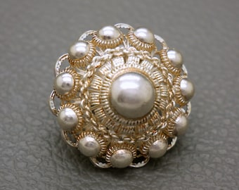 Vintage Nederlandse knop Sterling zilveren broche D2.9cm, traditionele Nederlandse erfgoed Klederdracht sieraden, KW5