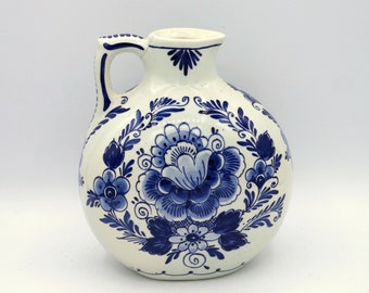 Vintage Delft Blue Cruet: Hand-Painted Chinoiserie Oil Vinegar Decanter, H12cm