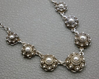 Vintage Dutch Button 835 Silver Collier Necklace, Dutch Heritage Mid Century Jewelry, KW5