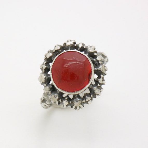 Antique Carnelian Ring Size 6.50, 800 Silver & Fa… - image 4