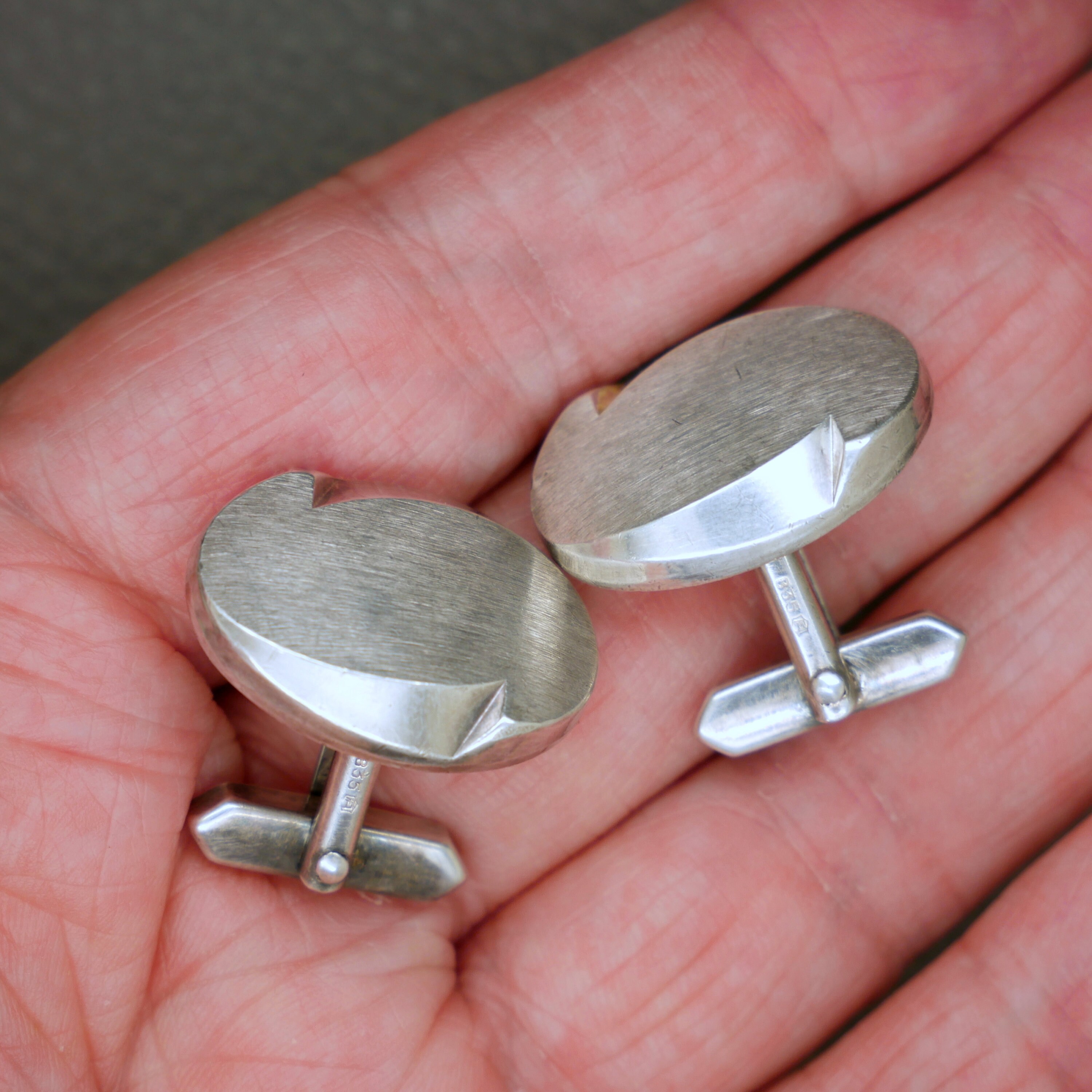 Boutons De Manchette Vintage Années 70 - Argent 835 - Créateur Allemand - État Très Bon - Occasion Collector
