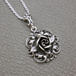 TEKA Theodor Klotz Sterling Silver Rose Pendant: Mid Century German Vintage Jewelry, Optional Chain