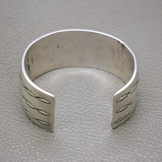 Vintage Solid Silver Open Cuff Bracelet: Turquois… - image 10