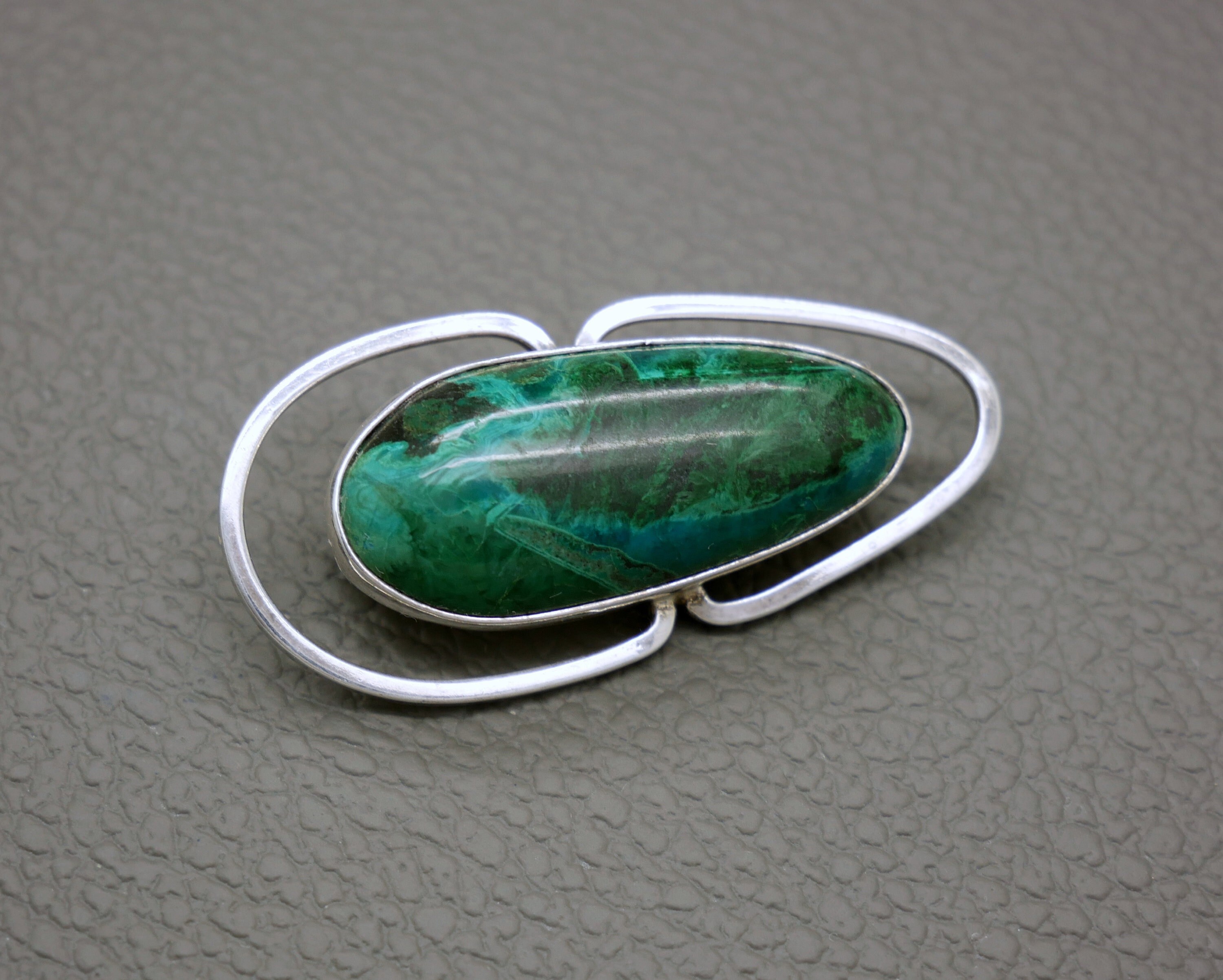 Eilat Stone & Sterling Silver Pendentif / Broche Pin, Bijoux artisanaux, Pierre précieuse naturelle de Terre Sainte, Idée cadeau unique