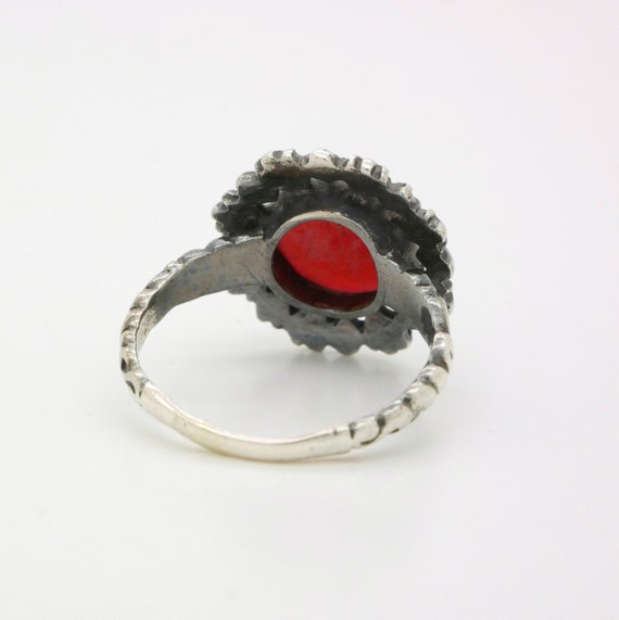 Antique Carnelian Ring Size 6.50, 800 Silver & Fa… - image 7