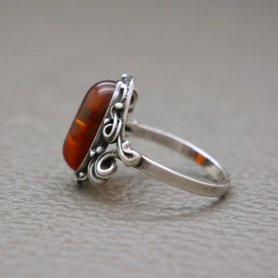 Genuine Amber & Sterling Silver Ring Size 6.75, N… - image 8