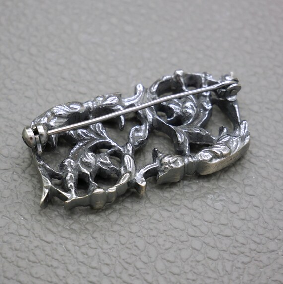 Vintage Solid 835 Silver Brooch: Medieval Brutali… - image 6